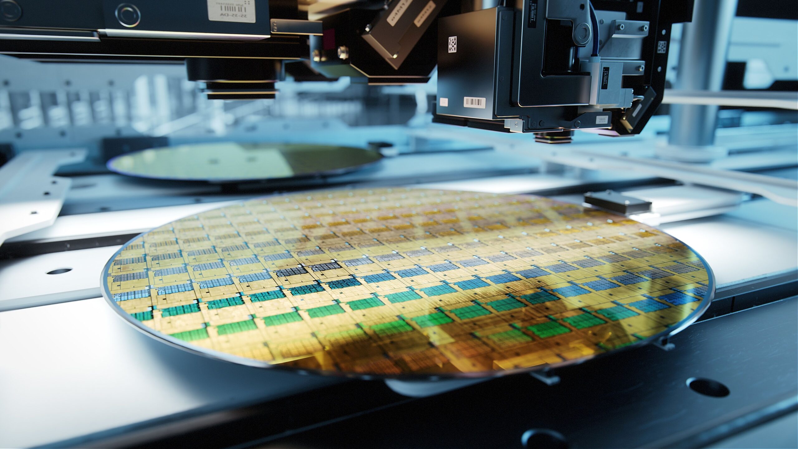 Close Up,shot,of,silicon,wafer,in,bright,light,at,advanced